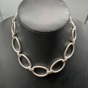 Premier Designs Oval Link Chain Collar Necklace Silver Tone Evening Wear